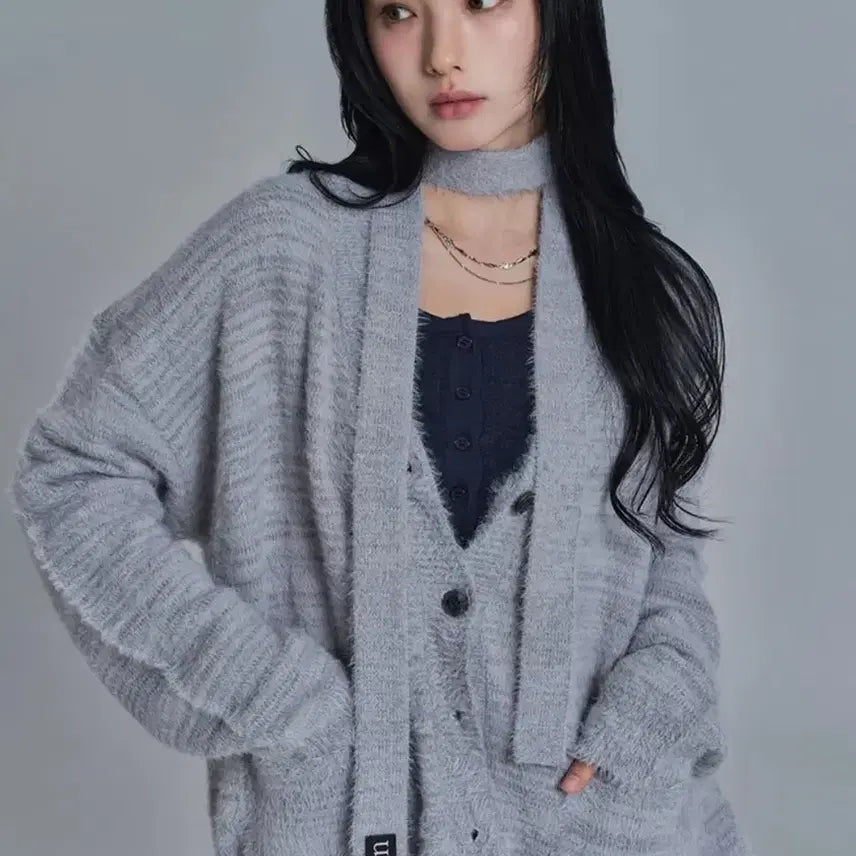 [SOLD OUT] 애즈온LUCA TIE CARDIGAN / GRAY