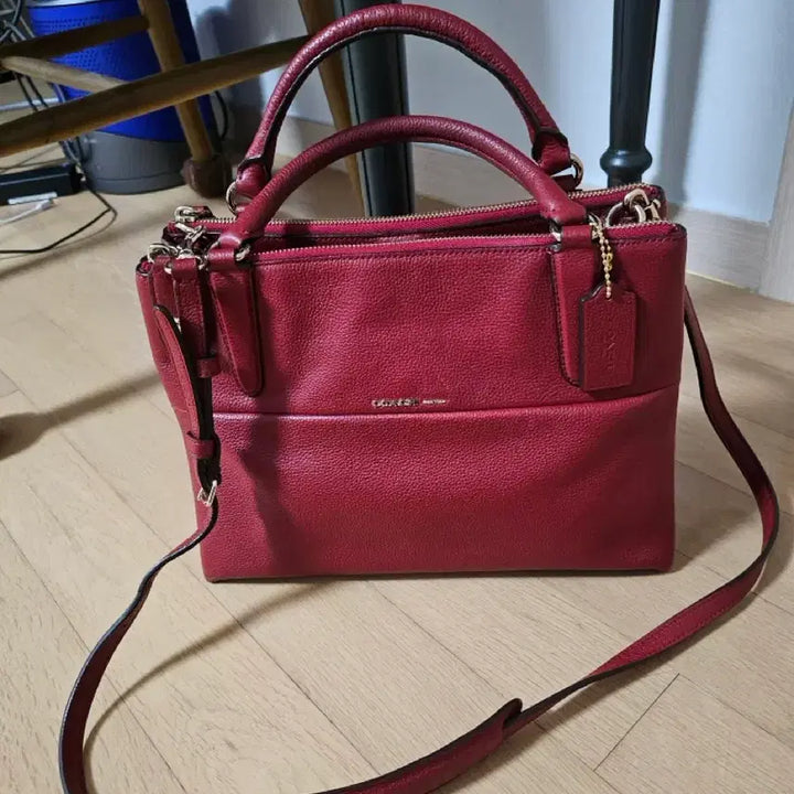 [BUNJANG] Coach Genuine Red Leather Tote &amp; Crossbody Bag / 코치정품 레드 가죽 토트백 겸 크로스백
