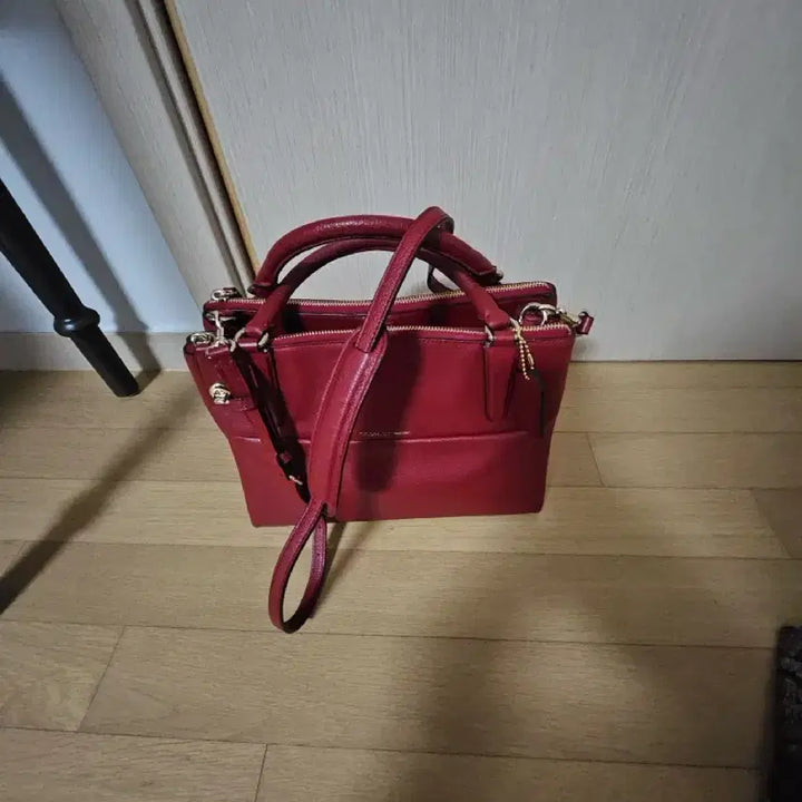 [BUNJANG] Coach Genuine Red Leather Tote &amp; Crossbody Bag / 코치정품 레드 가죽 토트백 겸 크로스백