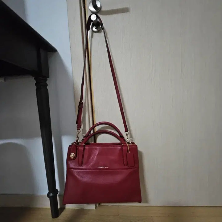 [BUNJANG] Coach Genuine Red Leather Tote &amp; Crossbody Bag / 코치정품 레드 가죽 토트백 겸 크로스백