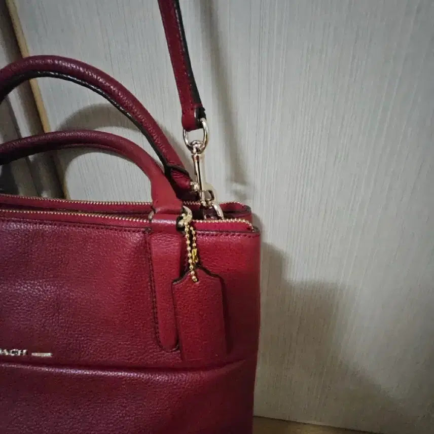 [BUNJANG] Coach Genuine Red Leather Tote &amp; Crossbody Bag / 코치정품 레드 가죽 토트백 겸 크로스백