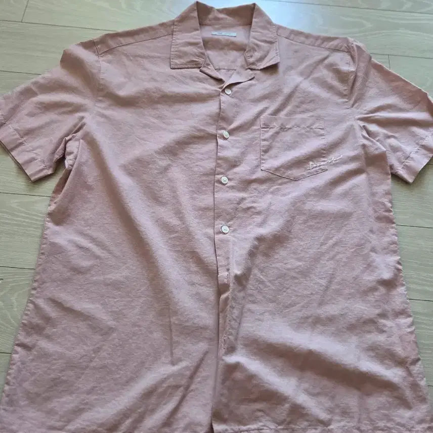 [BUNJANG] Pink Short Sleeve Open Collar Shirt / 핑크 반팔 오픈 카라 셔츠