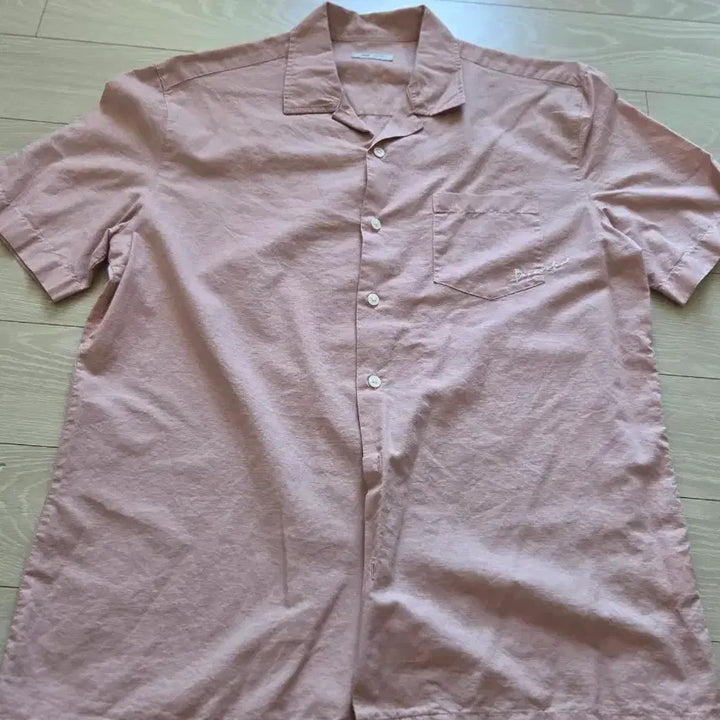[BUNJANG] Pink Short Sleeve Open Collar Shirt / 핑크 반팔 오픈 카라 셔츠