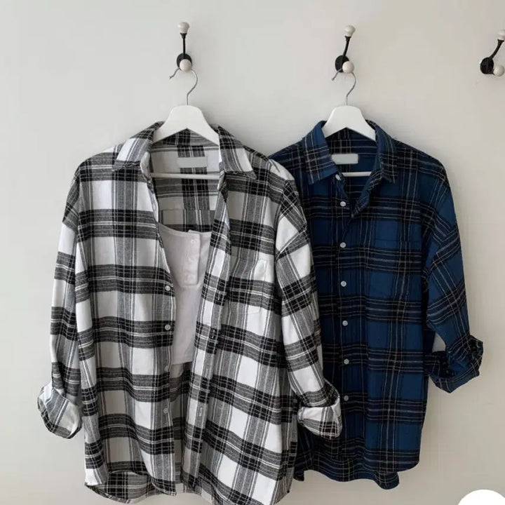 [SOLD OUT] 블러핏 엠알 체크 오버핏 남방 셔츠 블루