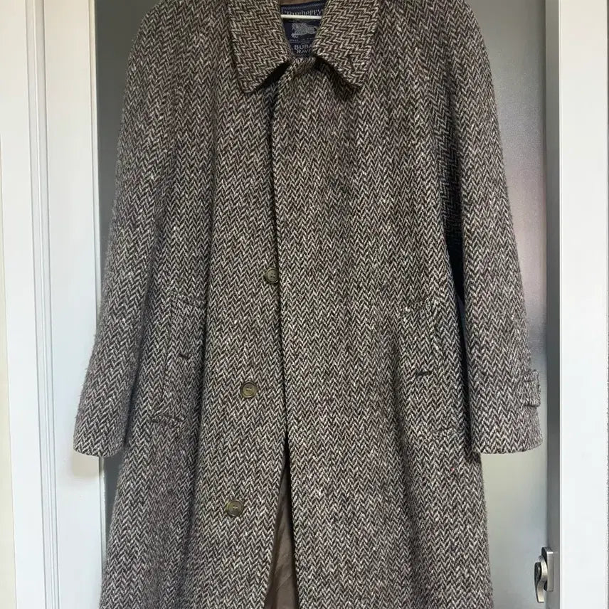 [BUNJANG] Burberry Irish Tweed Herringbone Coat 50R (80s-90s) / [판매]80~90s 버버리 아이리쉬 트위드 코트 50R