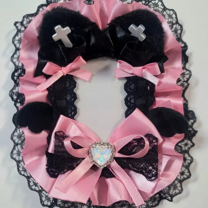 [BUNJANG] Blackpink Cat Lace Ribbon Toploader / 블랙 핑크 고양이 레이스 리본 탑로더