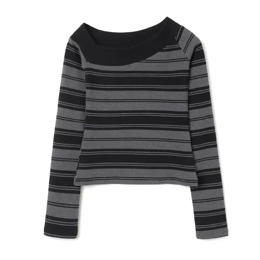[BUNJANG] Millowmorn Shoulder Stripe T-shirt [Charcoal Gray] / 밀로우먼 숄더 스트라이프 티셔츠 [차콜 그레이]