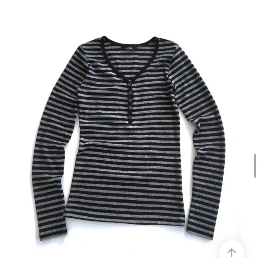 [BUNJANG] IZIZ Nana Charcoal Striped Sleeve T-shirt / 단종)이즈이즈 nana t-shirt charcoal 스트라이프 슬리브