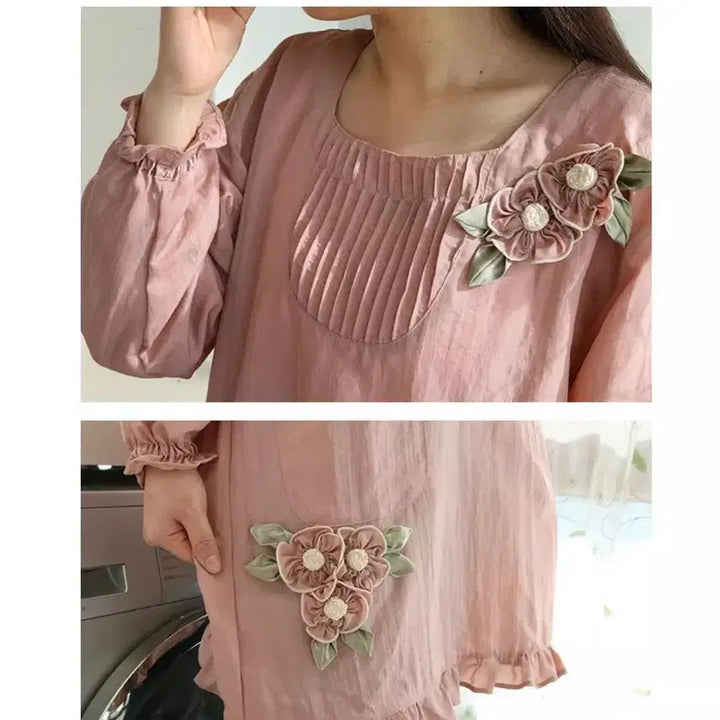 [BUNJANG] Floral Embroidered Apron / 앞치마