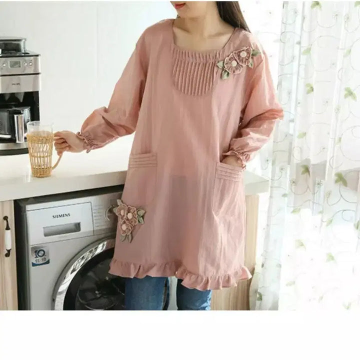 [BUNJANG] Floral Embroidered Apron / 앞치마