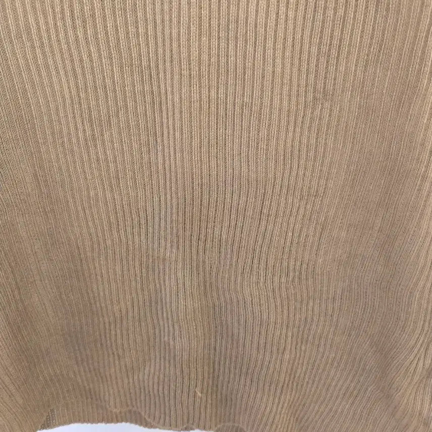 [BUNJANG] Basic Slim Fit Ribbed Knit Turtleneck - Khaki / 골지 목폴라 긴팔 티셔츠 카키