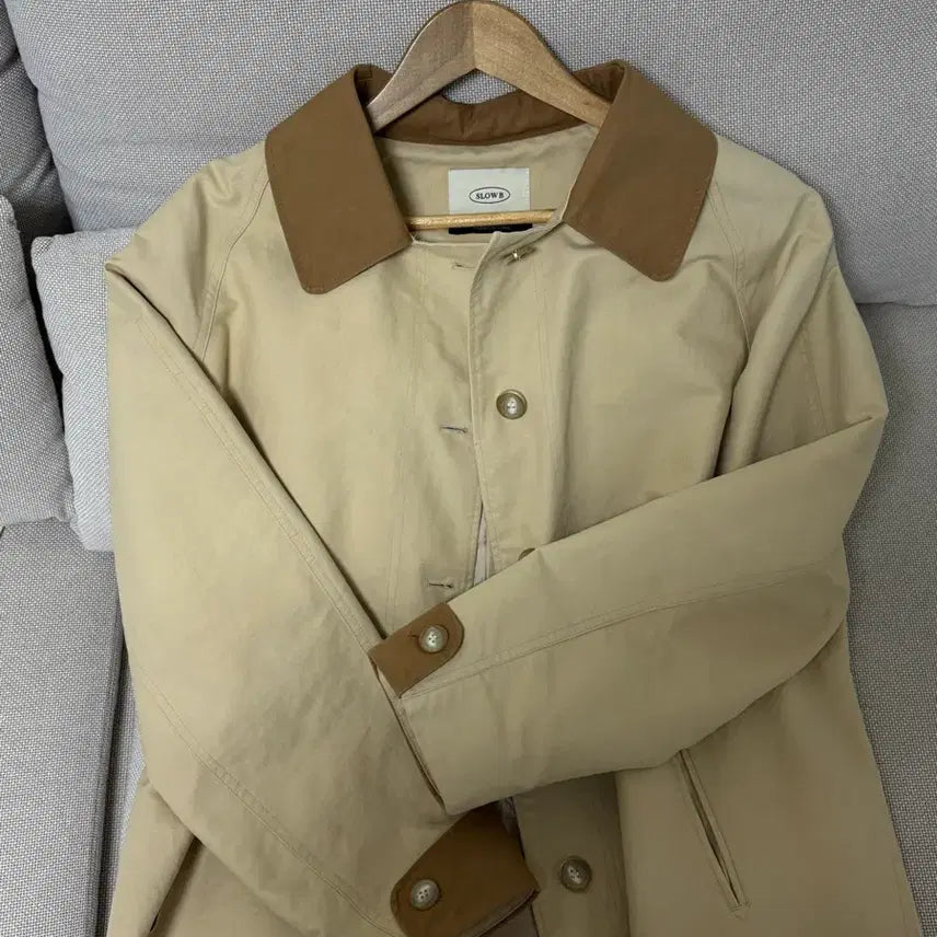[SOLD OUT] 슬로우비 배색트렌치 코트 하프코트