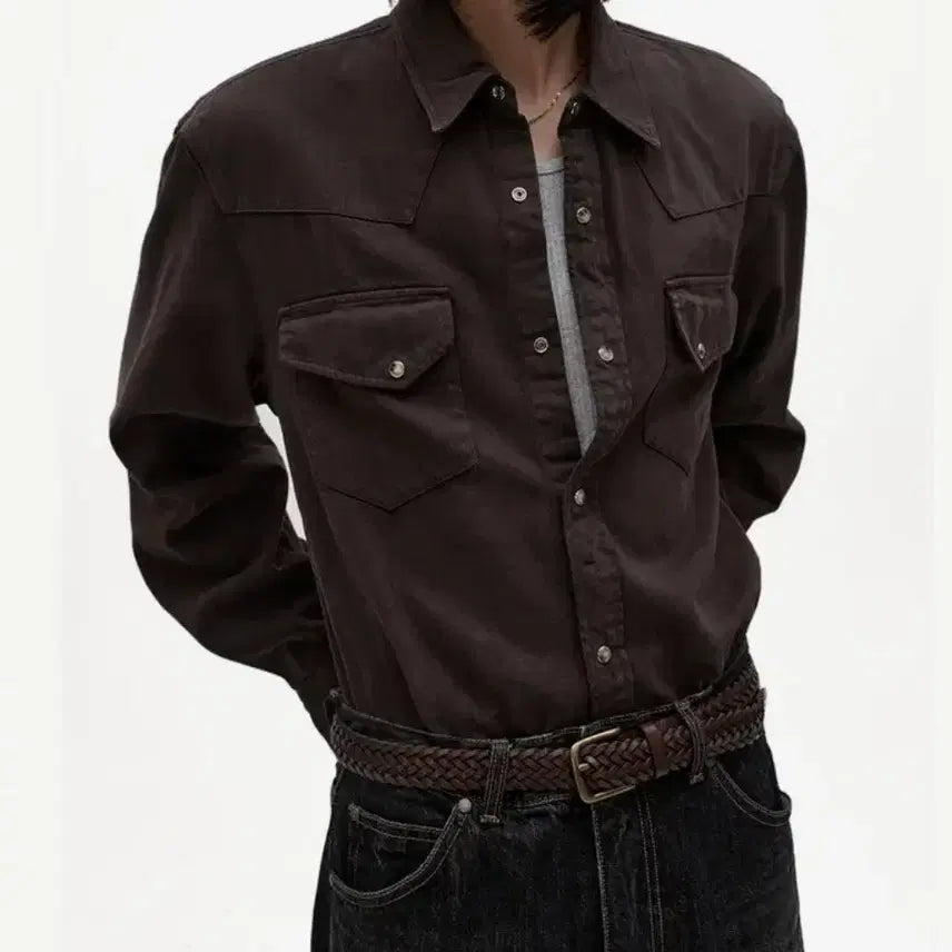 [BUNJANG] Elwood Bedguy Shirt Taupe Brown / 엘무드 베드가이 셔츠 토프브라운 44