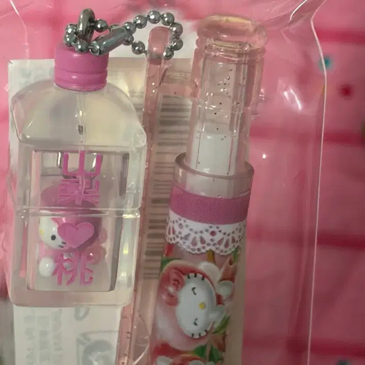 [BUNJANG] Sanrio Hello Kitty Classic Peach Pet Bottle Strap Ballpoint Pen (Sealed) / 고전 키티 스트랩 볼펜 복숭아 페트병 미개봉