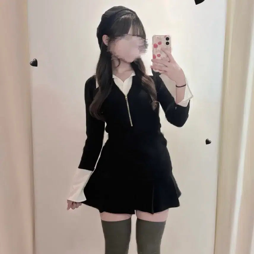 [SOLD OUT] 립서비스 스나계 리본 집업 원피스