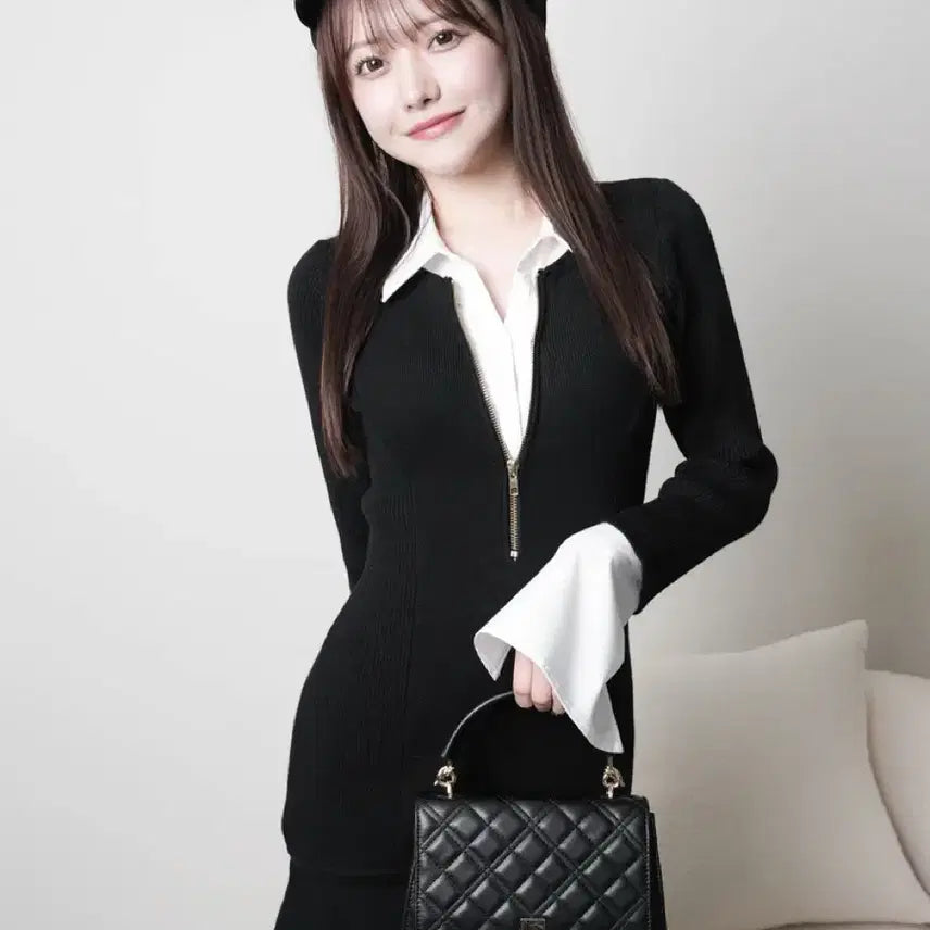 [SOLD OUT] 립서비스 스나계 리본 집업 원피스