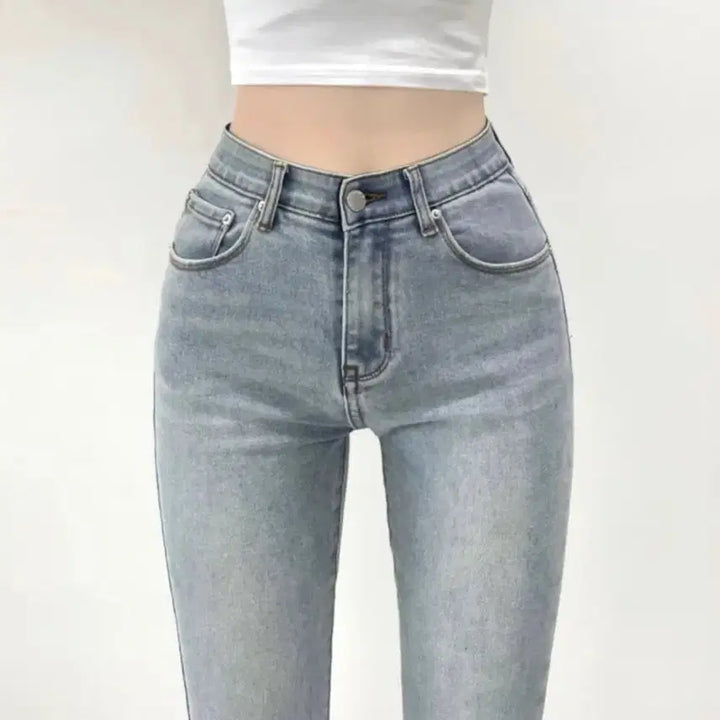 [BUNJANG] Jasmine Bell High Waist Light Wash Denim Bootcut Jeans / (품절상품) 자스민벨 청바지 하이웨스트 연청 데님 부츠컷 에이블리