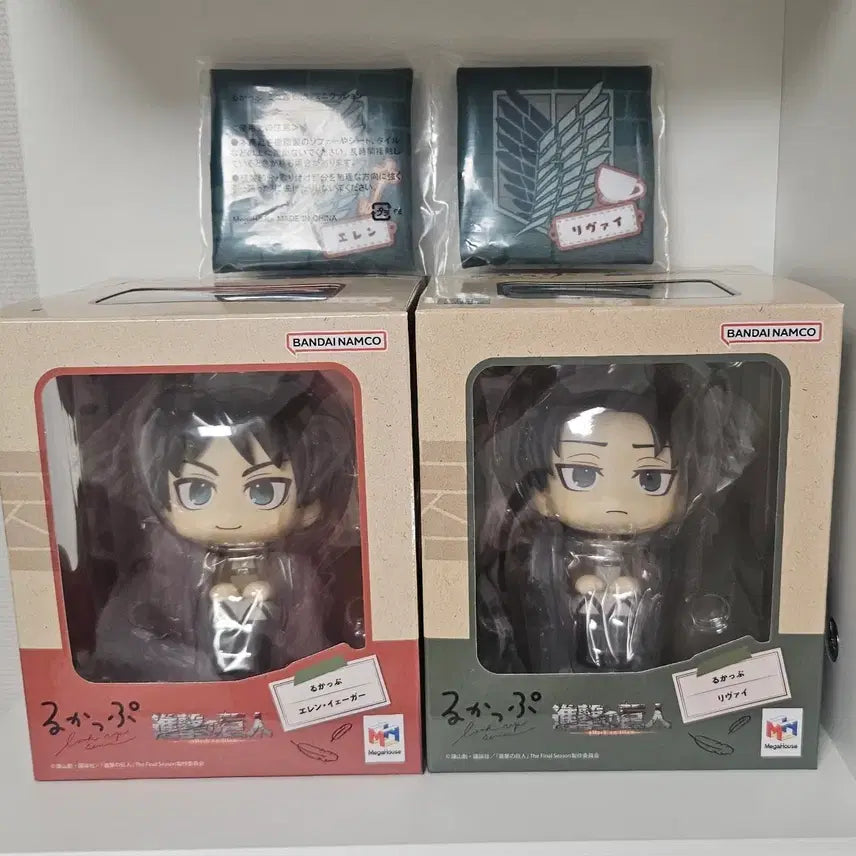 [BUNJANG] Attack on Titan Eren &amp; Levi Look Up Figures (Sealed) / 택포12.5 진격의거인 에렌 리바이 룩업 미개봉
