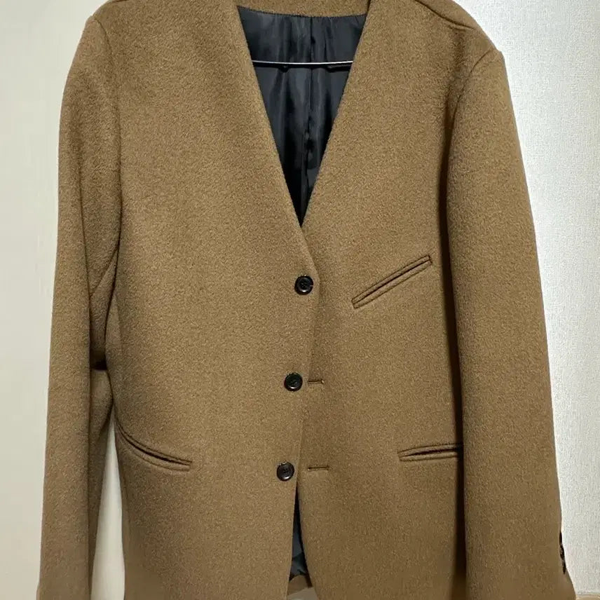 [BUNJANG] Vine Wool Collarless Blazer - Lux Brown / Vine Wool Collarless Blazer_ Lux Brown