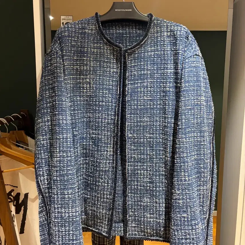 [BUNJANG] Solid Homme 26SS Blue Tweed Jacket Size 48 / 솔리드옴므 26SS 블루 트위드 자켓 48 (풀 구성품)
