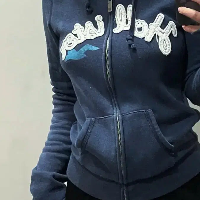 [BUNJANG] Hollister Navy Fleece Lined Hoodie / 홀리스터 네이비 기모 후드집업