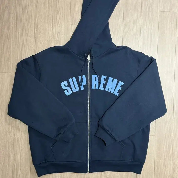 [BUNJANG] Supreme Arc Thermal Lined Zip Up Hoodie Sweatshirt Navy / [L] 슈프림 아크 써멀 라인드 집업 후드 스웨트셔츠 네이비 - 25FW
