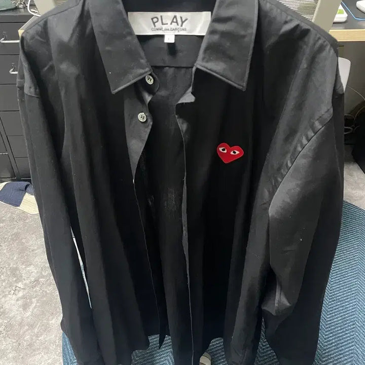 [SOLD OUT] [L] 꼼데가르송 코튼 와펜 셔츠 블랙