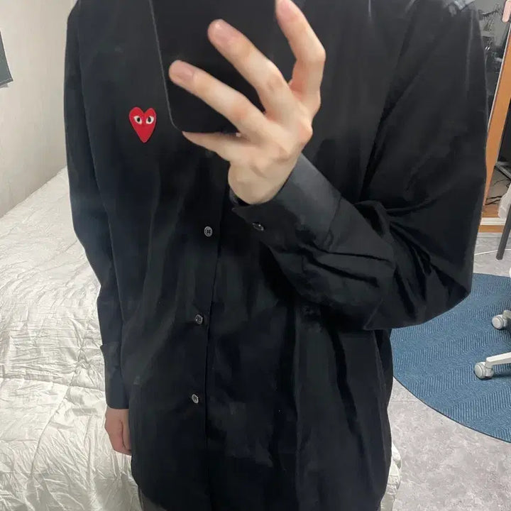 [SOLD OUT] [L] 꼼데가르송 코튼 와펜 셔츠 블랙