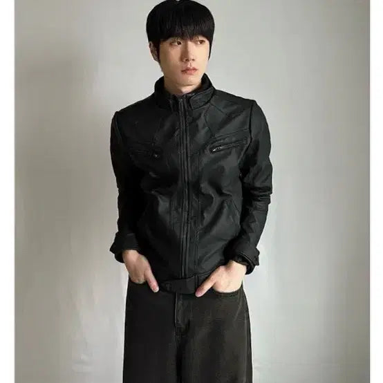 [BUNJANG] Della Sent KH Wake Vegan Leather Jacket / 가죽자켓