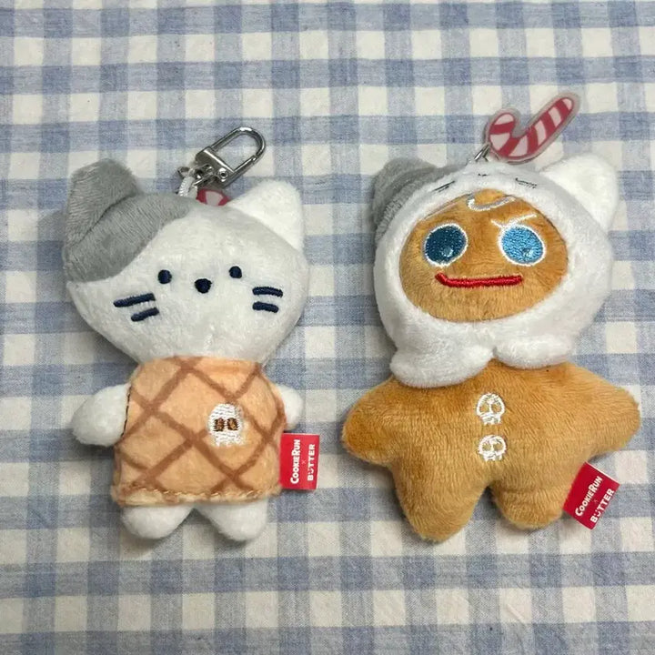 [BUNJANG] Cookie Run Butter Milk Cat &amp; Brave Cookie Doll Keyring Bundle Set / 쿠키런 버터 밀크캣 용감한 쿠키 인형 키링 2종 세트
