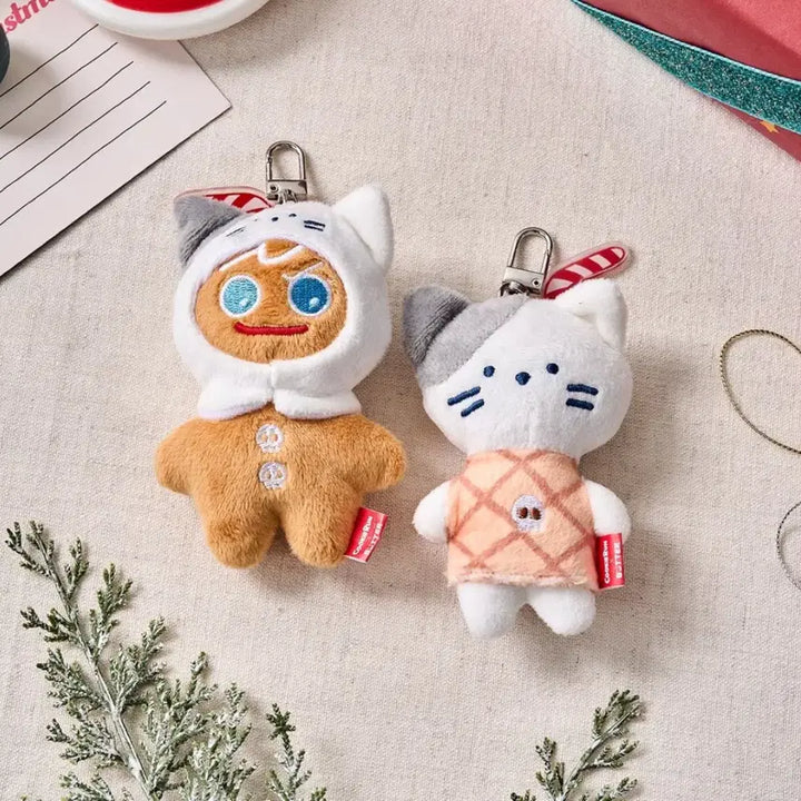 [BUNJANG] Cookie Run Butter Milk Cat &amp; Brave Cookie Doll Keyring Bundle Set / 쿠키런 버터 밀크캣 용감한 쿠키 인형 키링 2종 세트