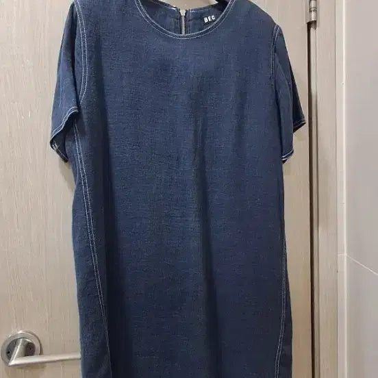 [BUNJANG] Unbranded Cotton Linen Blend Navy Dress / 면.마 원피스ㅡ55.66
