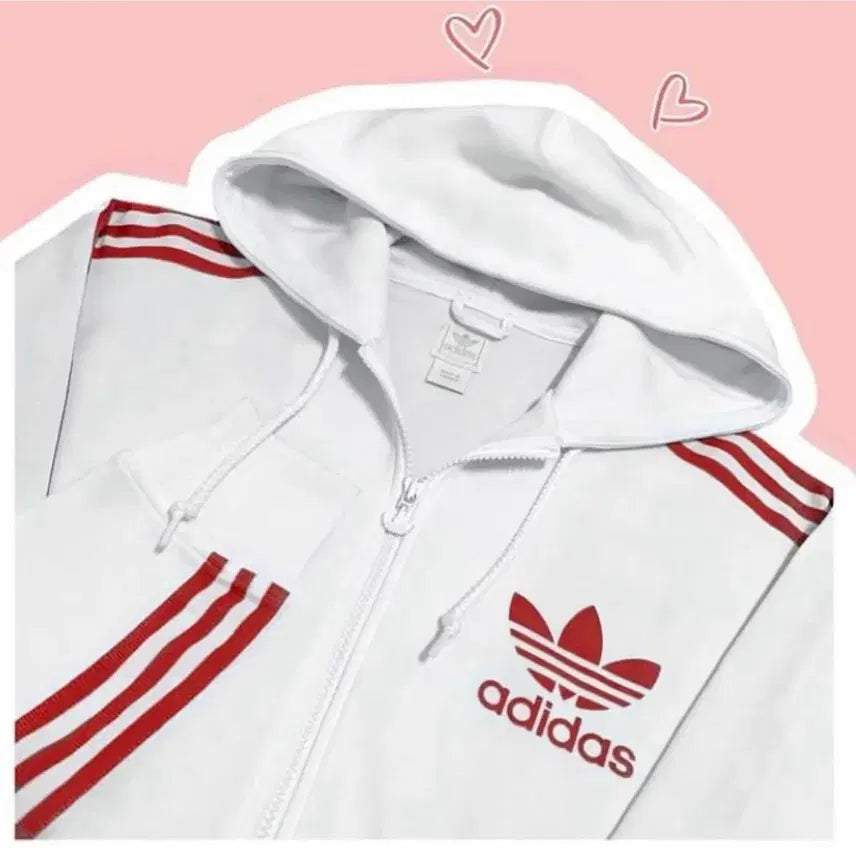 [BUNJANG] Adidas Firebird White Red Hoodie Track Top / 아디다스 파이어버드 흰빨 화이트 레드 후드집업 져지 트랙탑