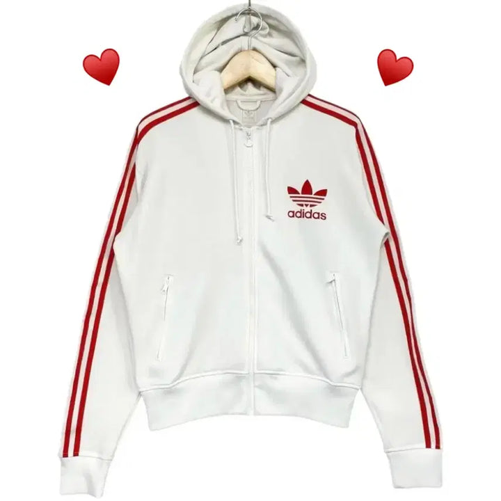 [BUNJANG] Adidas Firebird White Red Hoodie Track Top / 아디다스 파이어버드 흰빨 화이트 레드 후드집업 져지 트랙탑