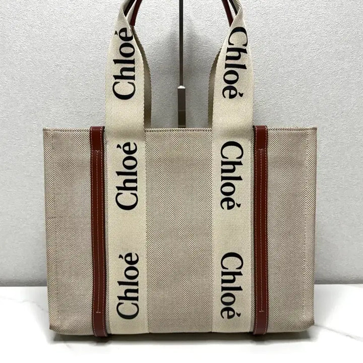 [BUNJANG] Chloe Cotton Canvas Woody Tote Bag Large / (정품/V)끌로에 코튼 캔버스 우디 토트백 라지