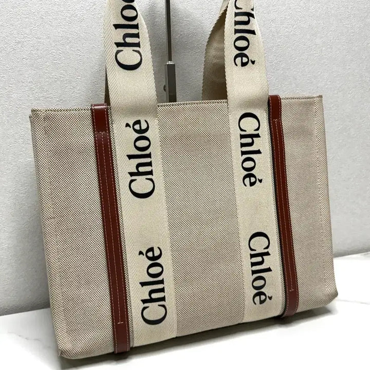 [BUNJANG] Chloe Cotton Canvas Woody Tote Bag Large / (정품/V)끌로에 코튼 캔버스 우디 토트백 라지
