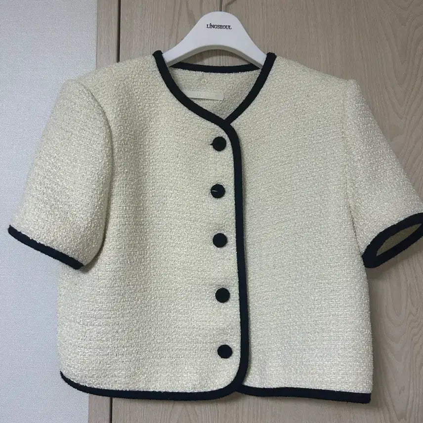 [BUNJANG] Rene J Twig Short Sleeve Jacket (Detachable Collar) / 르네제이 반팔 트위드 자켓 (카라 탈부착 가능/드라이클리닝완료)