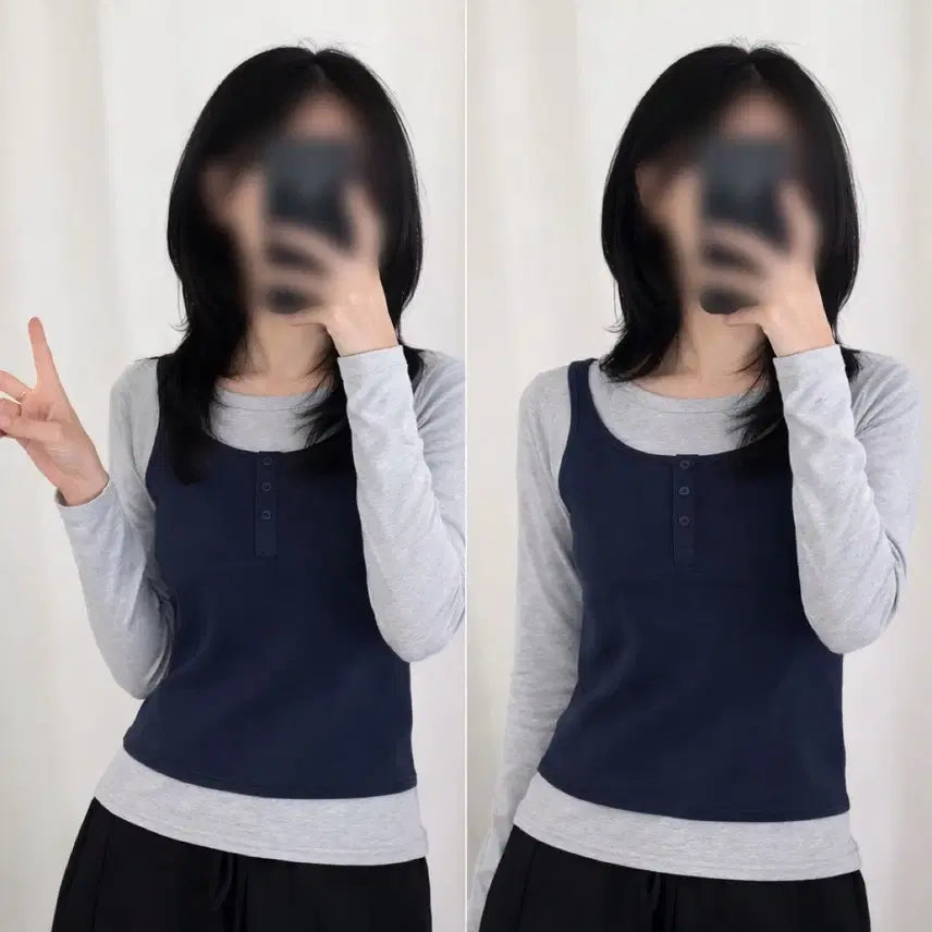 [BUNJANG] SPAO Layered Long Sleeve T-shirt M / 원가4만 착용1회)) 스파오 레이어드 긴팔티 M