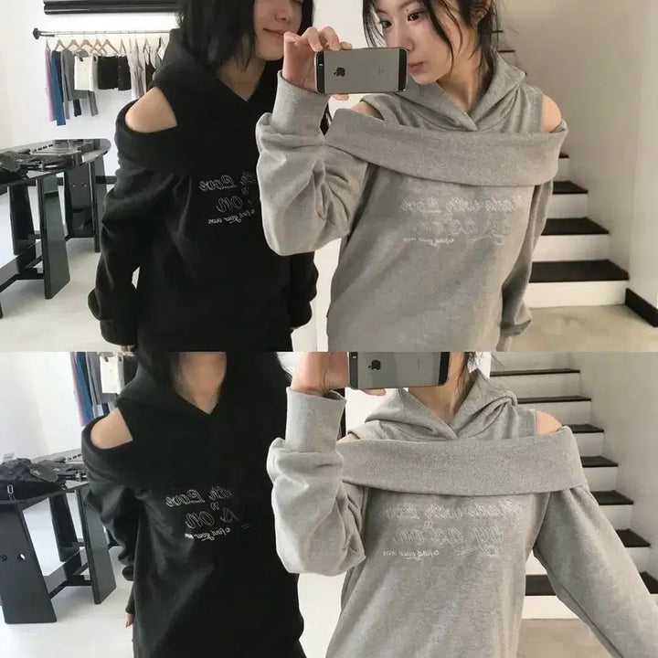 [BUNJANG] AS ON Kiko Off Shoulder Hoodie / 애즈온 키코 오프숄더 후드 (카시코마뗑킴미스치프오호스애즈온스컬프터오도어