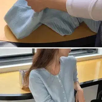 [SOLD OUT] 라이크유 LIKEMENT 크롭 가디건 블루