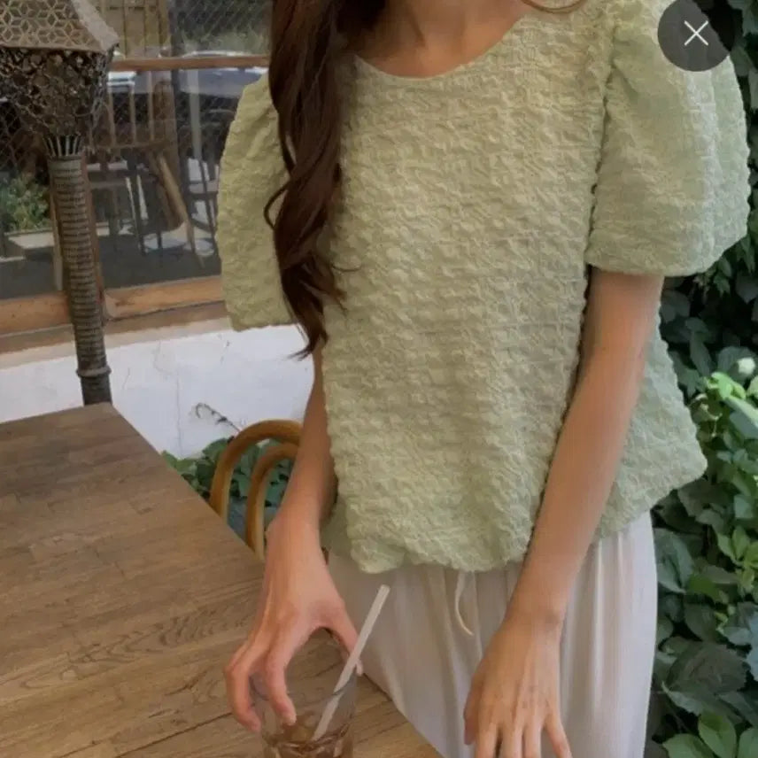 [SOLD OUT] 연그린 퍼프 반팔 블라우스