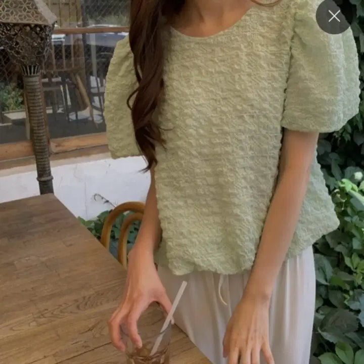 [SOLD OUT] 연그린 퍼프 반팔 블라우스