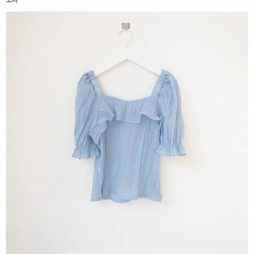 [BUNJANG] Wannabe Muse Frill See-Through Blouse / 워너비뮤즈 시스루 프릴 반팔 블라우스
