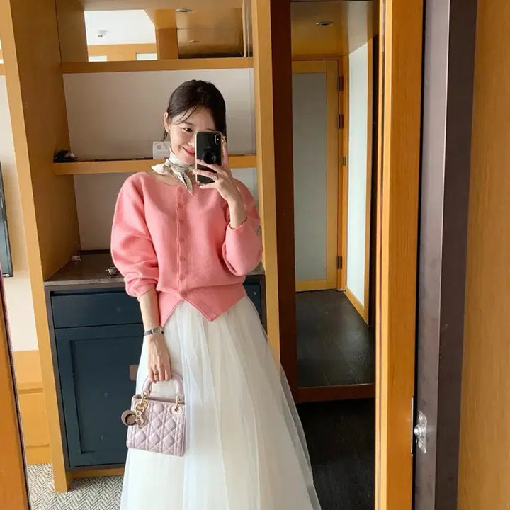 [BUNJANG] Vicinni Cashmere Cardigan - Pink / 바이씨니 캐시 가디건 핑크:)