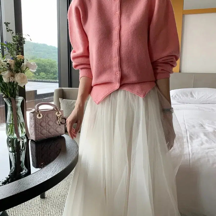 [BUNJANG] Vicinni Cashmere Cardigan - Pink / 바이씨니 캐시 가디건 핑크:)