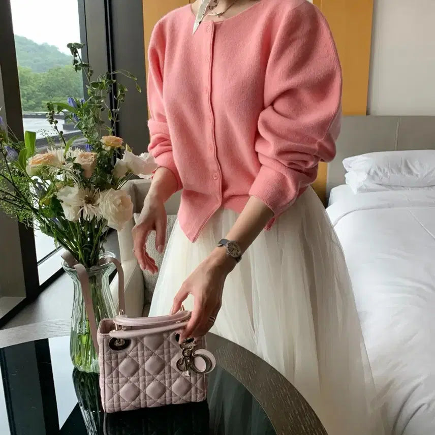 [BUNJANG] Vicinni Cashmere Cardigan - Pink / 바이씨니 캐시 가디건 핑크:)