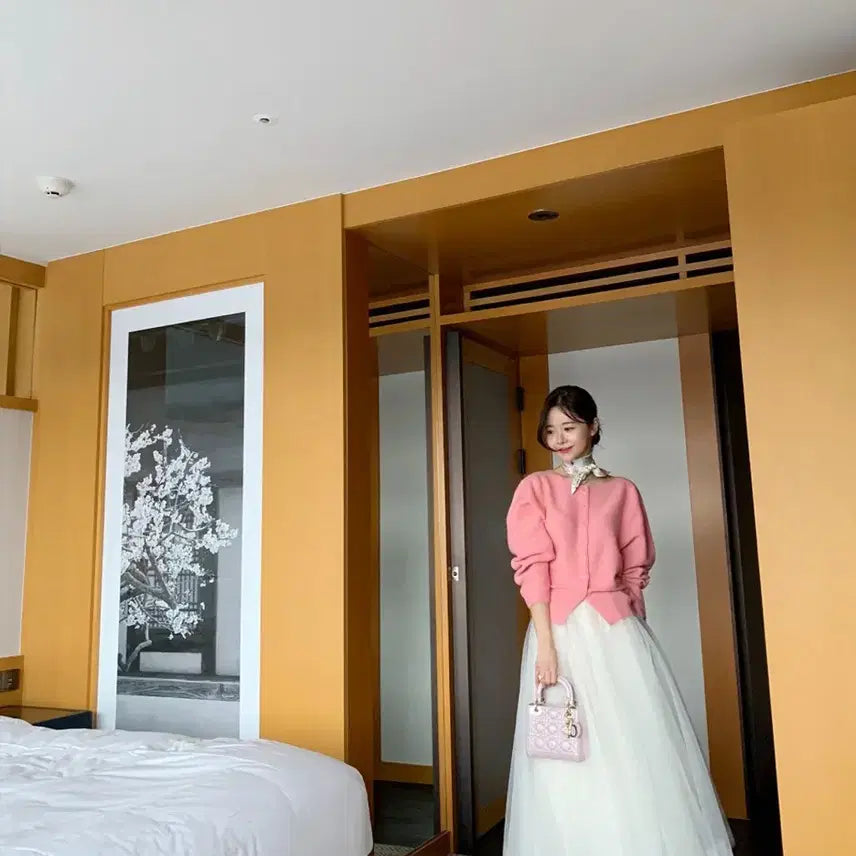 [BUNJANG] Vicinni Cashmere Cardigan - Pink / 바이씨니 캐시 가디건 핑크:)