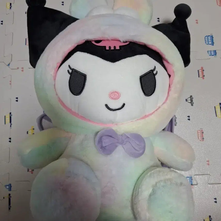 [BUNJANG] Kuromi Rainbow Plush Backpack / 쿠로미 레인보우 인형 백팩 가방