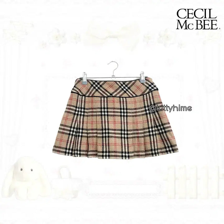 [BUNJANG] Cecil Mcbee Pleated Mini Skirt / Cecil mcbee 버버리깔 플리츠스커트세실맥비스커트숏스