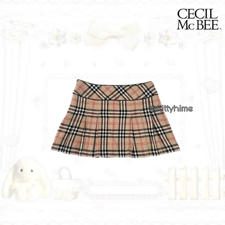 [BUNJANG] Cecil Mcbee Pleated Mini Skirt / Cecil mcbee 버버리깔 플리츠스커트세실맥비스커트숏스